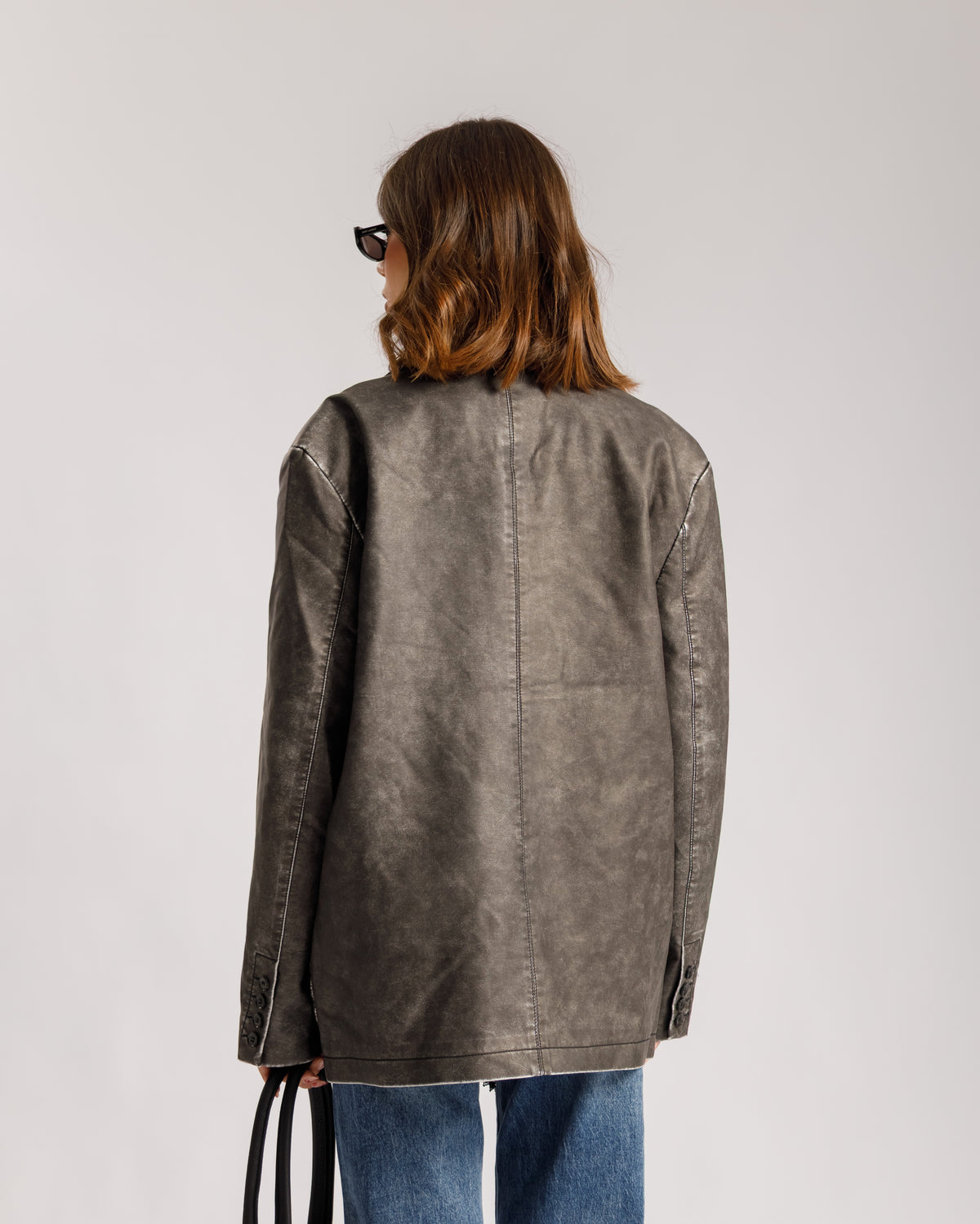 Blazer in finta pelle Grigia - PU2475