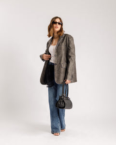 Blazer in finta pelle Grigia - PU2475