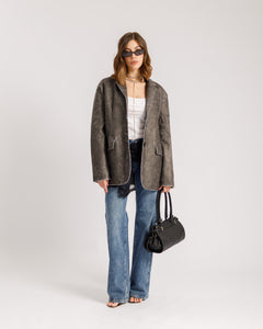 Blazer in finta pelle Grigia - PU2475