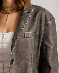 Blazer in finta pelle Grigia - PU2475