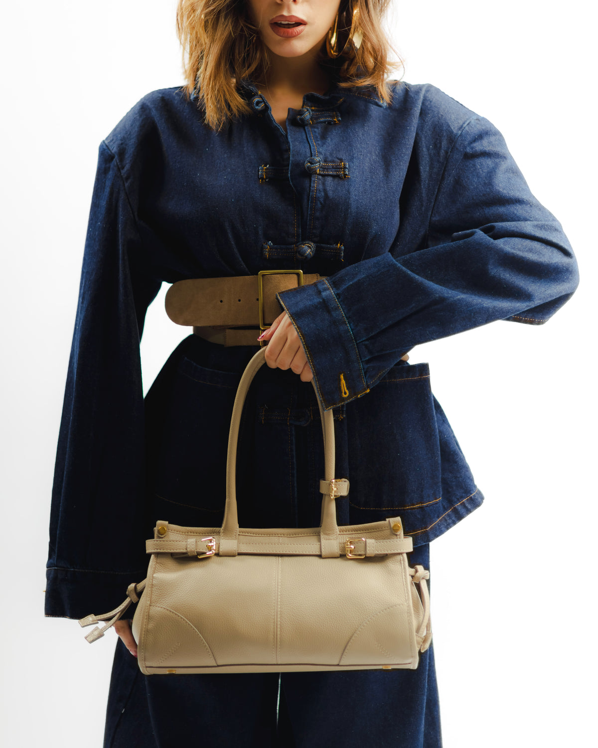 Borsa in pelle VIVIENNE beige - LOVING BAGS