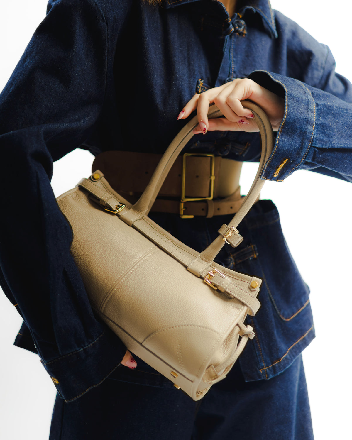 Borsa in pelle VIVIENNE beige - LOVING BAGS