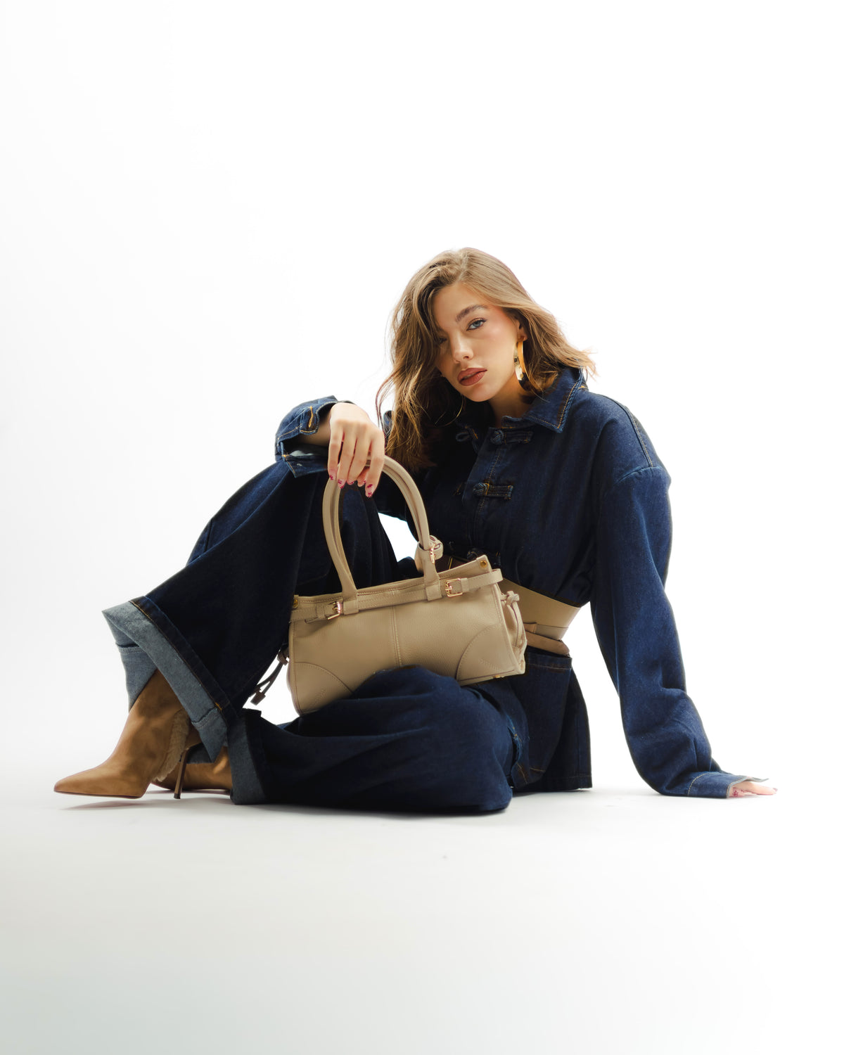 Borsa in pelle VIVIENNE beige - LOVING BAGS