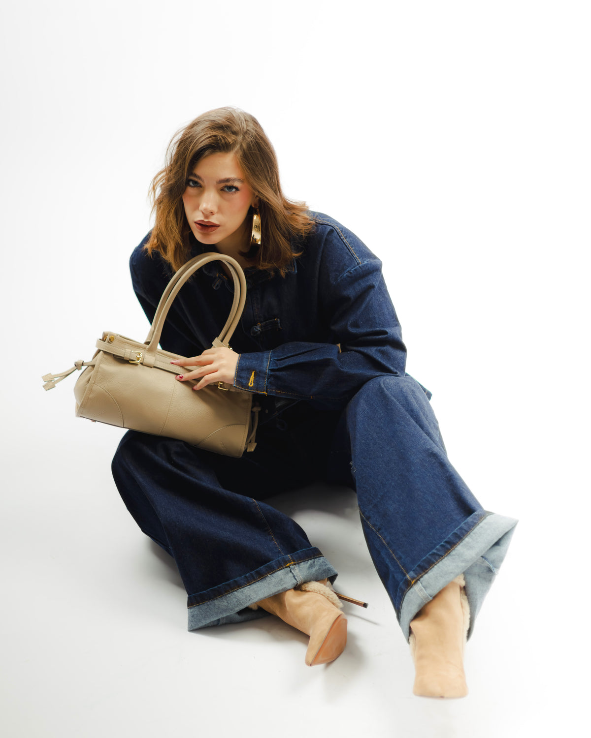 Borsa in pelle VIVIENNE beige - LOVING BAGS