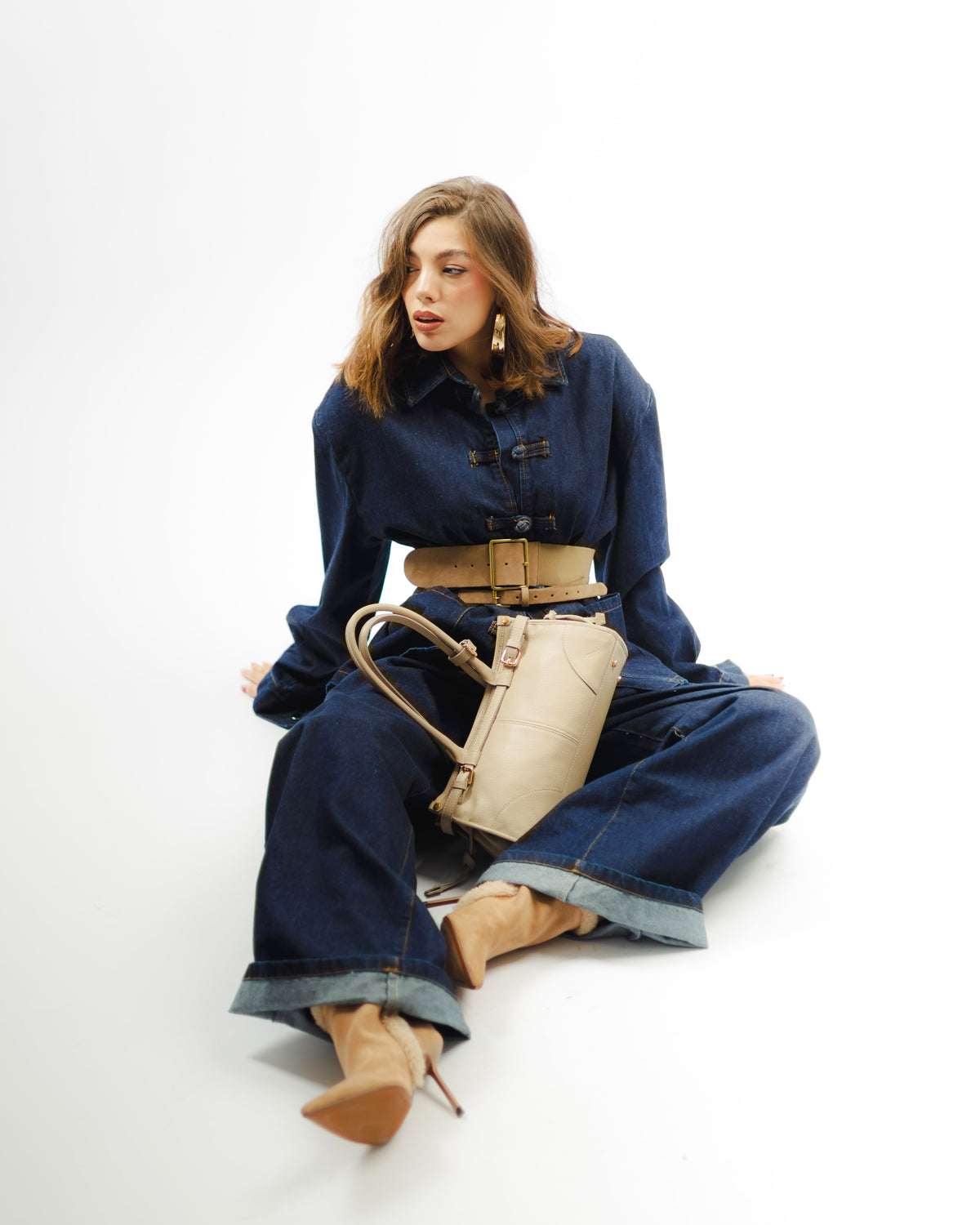 Borsa in pelle VIVIENNE beige - LOVING BAGS