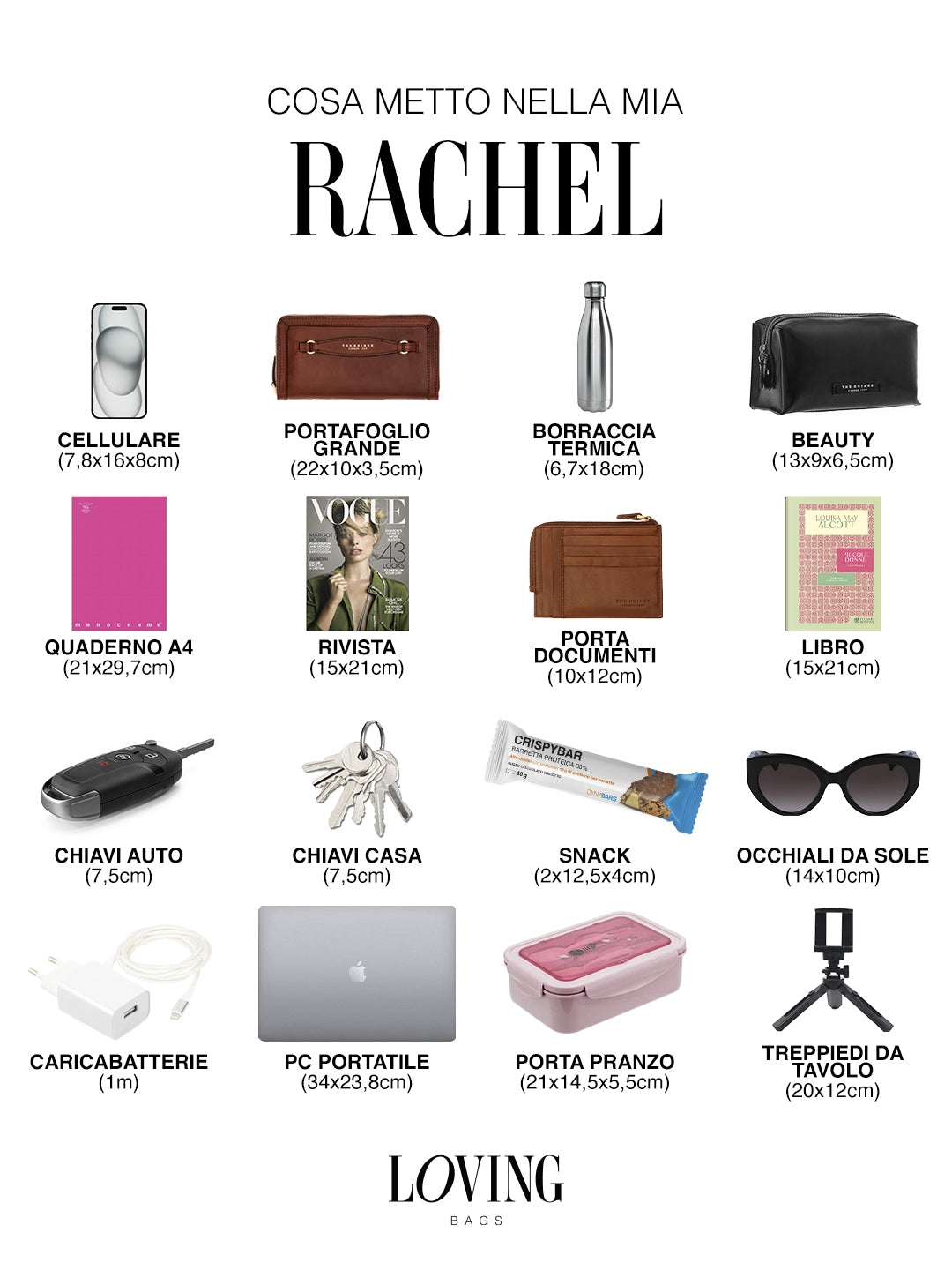 Borsa in pelle RACHEL testa di moro - LOVING BAGS