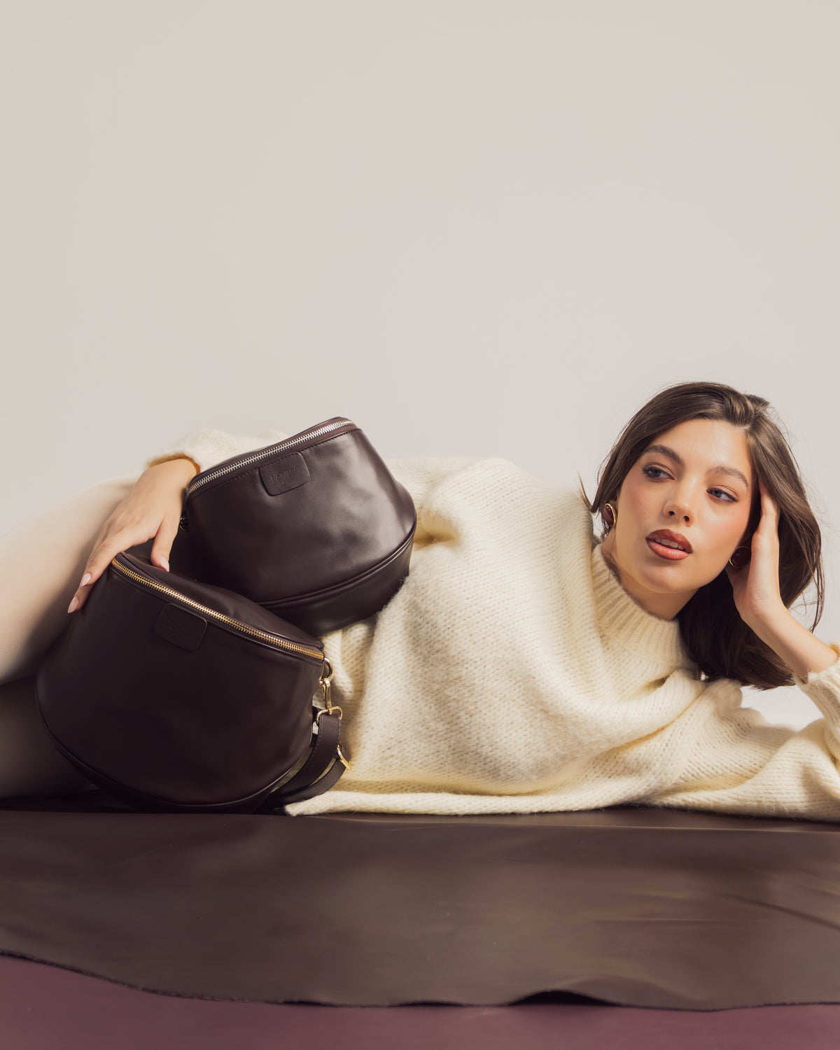 Borsa ISABELLA con tracolla in pelle TESTA DI MORO - LOVING BAGS