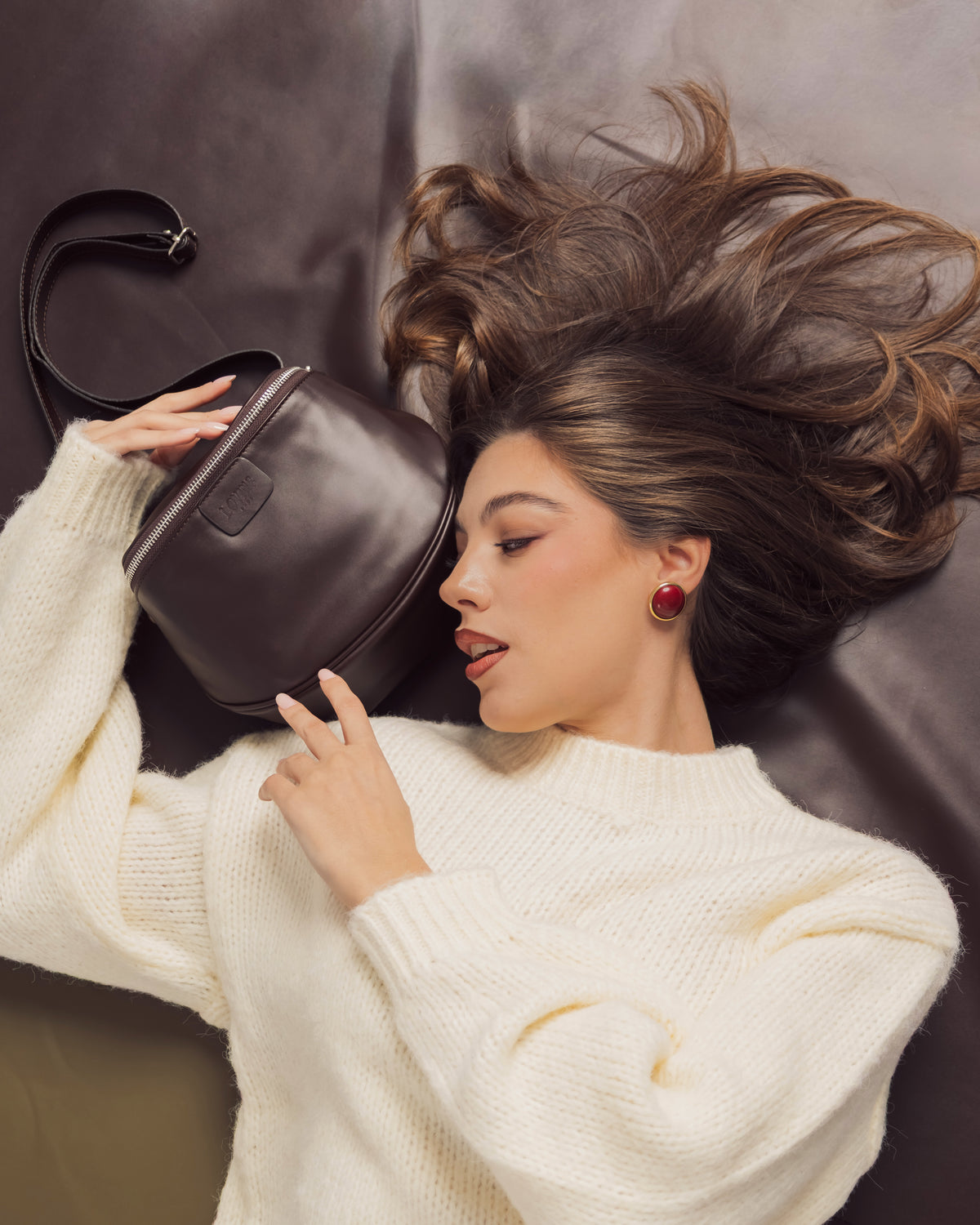 Baby ISABELLA con tracolla in pelle TESTA DI MORO - LOVING BAGS