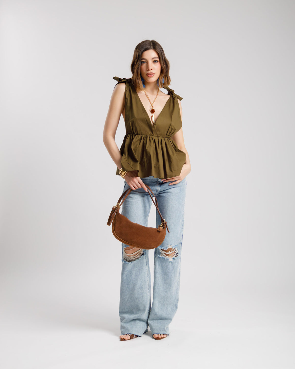 Top in cotone con balza - 10571