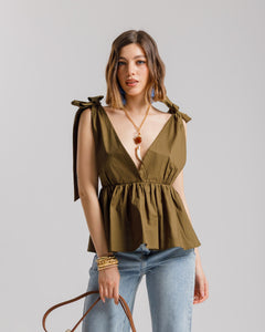 Top in cotone con balza - 10571