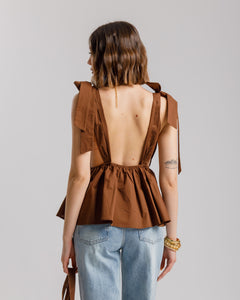 Top in cotone con balza - 10571