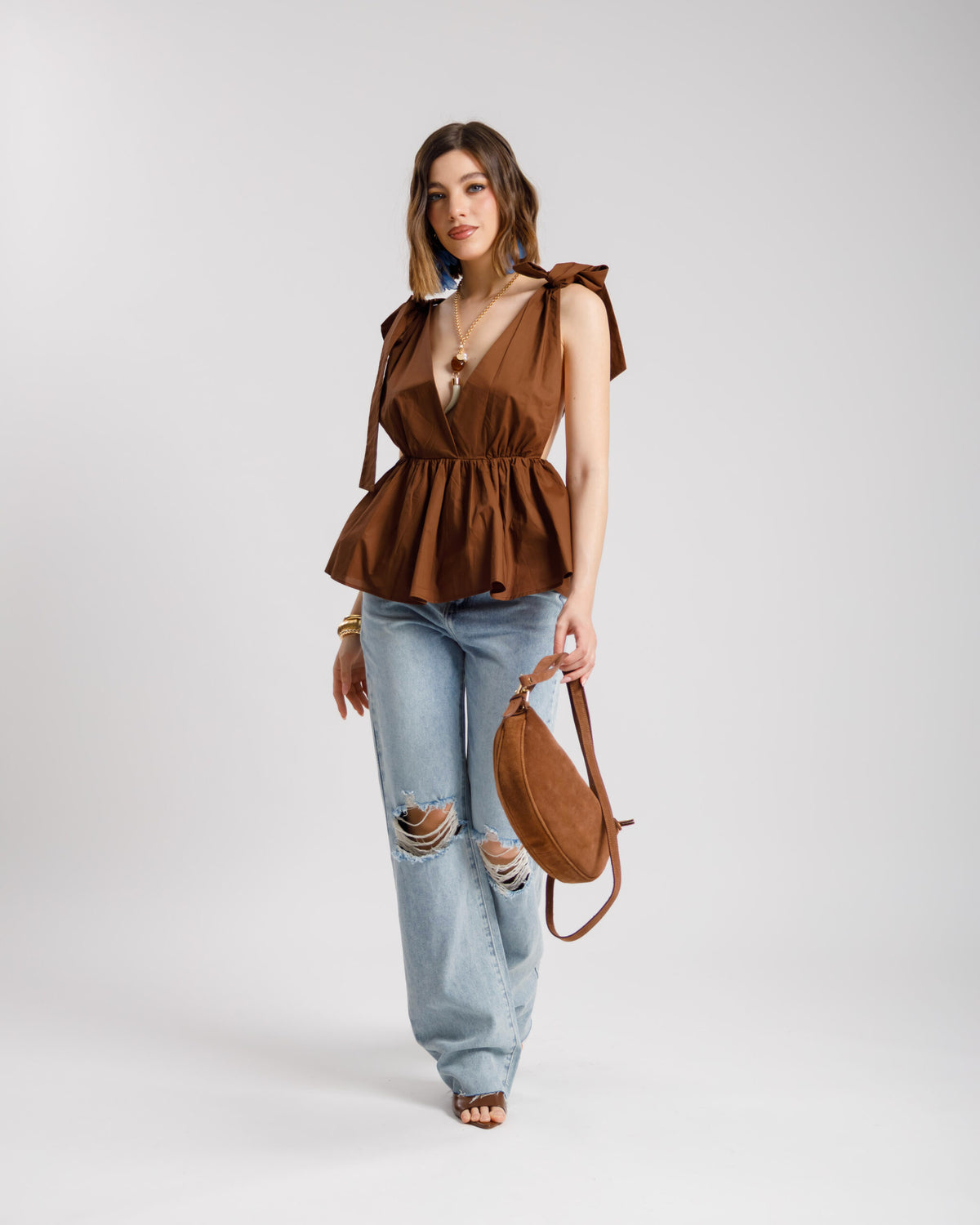 Top in cotone con balza - 10571
