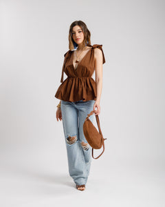 Top in cotone con balza - 10571