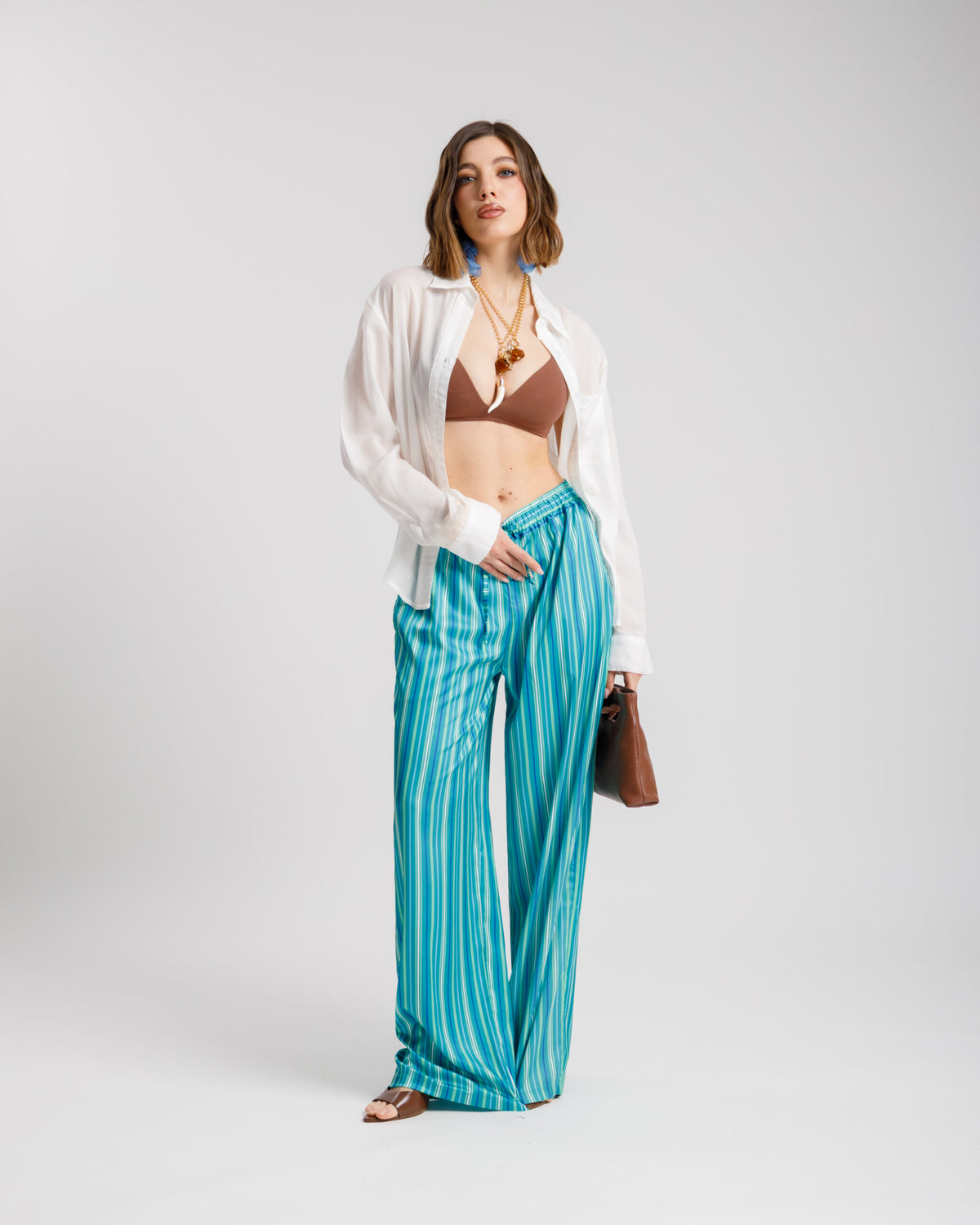 Pantaloni satin a righe ALTHÉA - C131