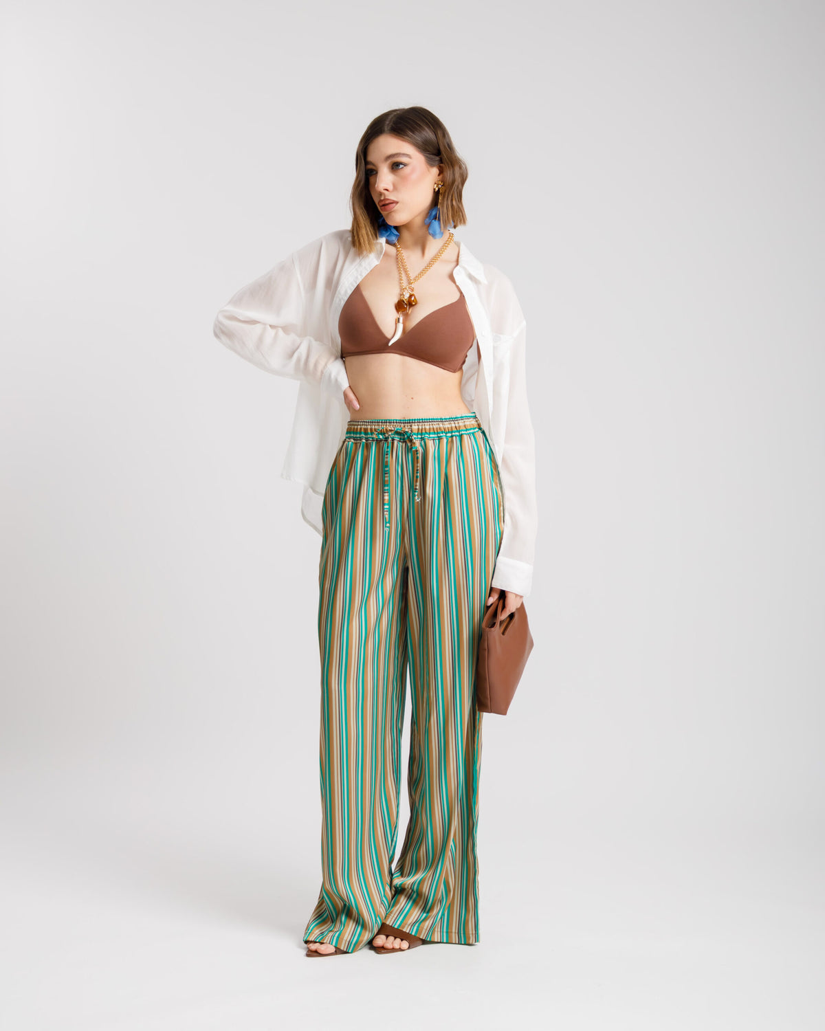 Pantaloni satin a righe ALTHÉA - C131