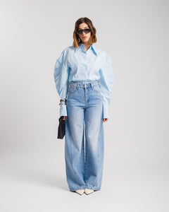 Jeans palazzo light blu - 9047