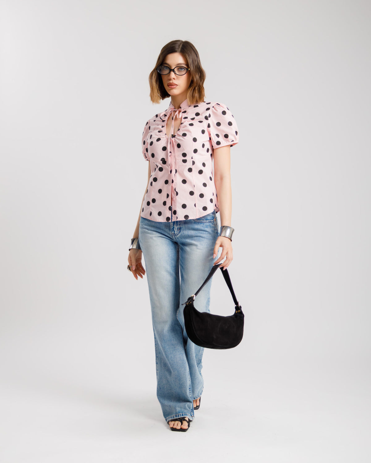 Camicia in cotone a pois - H13882