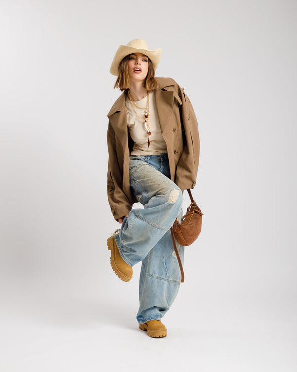 Jeans baggy effetto sporco - P13693