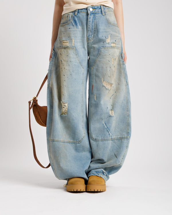 Jeans baggy effetto sporco - P13693