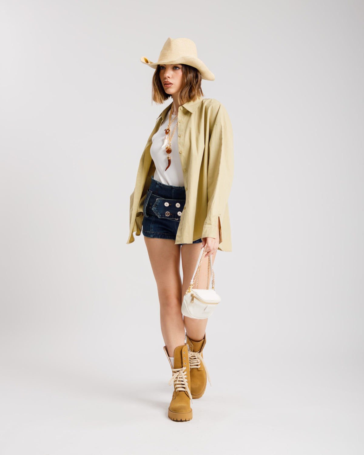 Shorts denim con cintura BLU SCURO - PJ3876