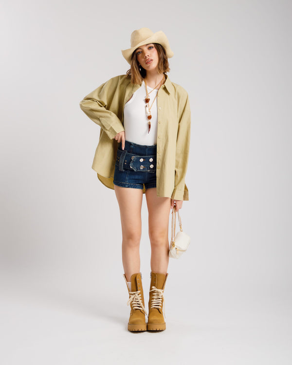 Shorts denim con cintura BLU SCURO - PJ3876