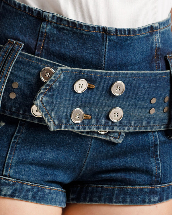Shorts denim con cintura BLU SCURO - PJ3876