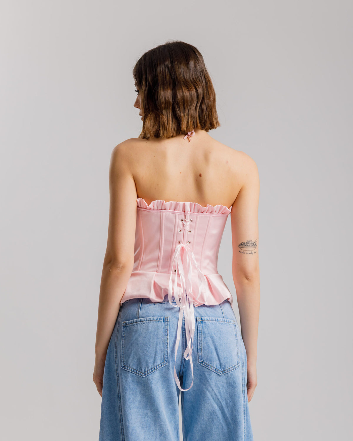Corsetto in raso con volant - ST13797