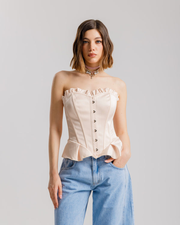 Corsetto in raso con volant - ST13797