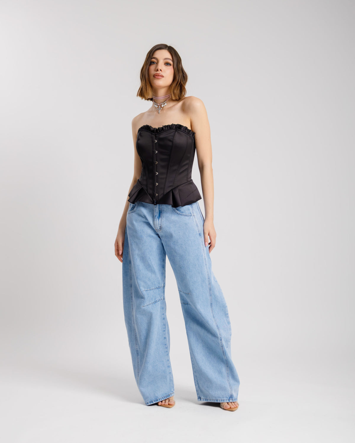 Corsetto in raso con volant - ST13797