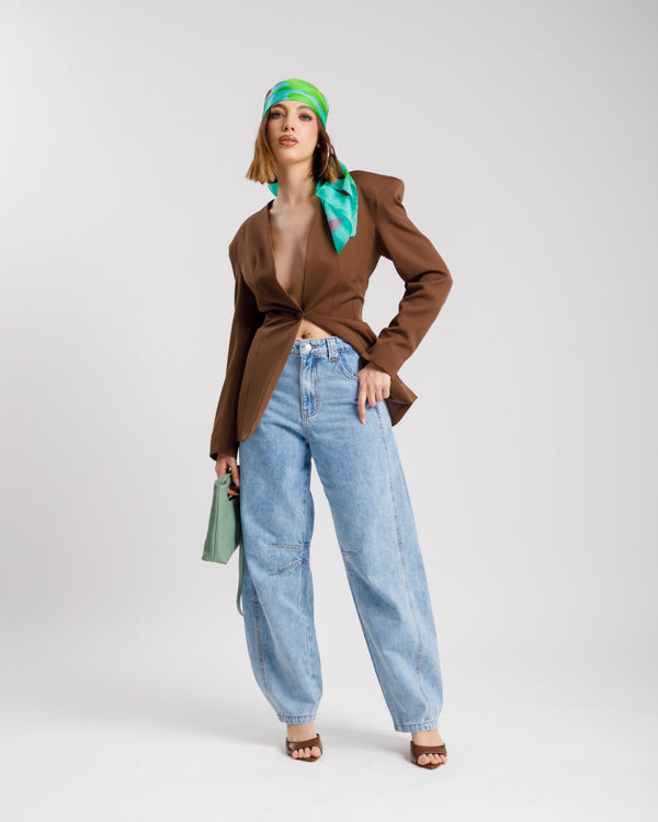 Jeans ballon impunture LIGHT BLUE - 9033