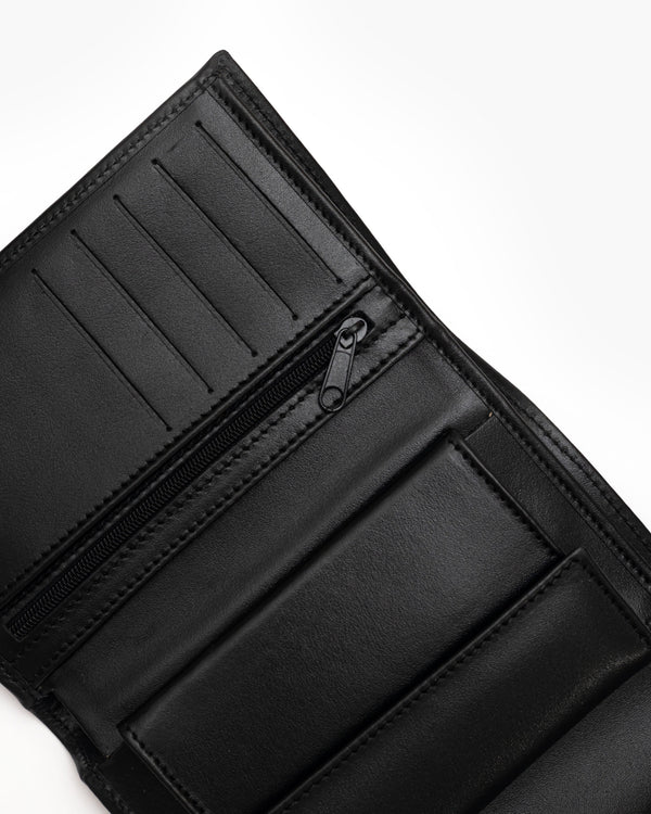 Portafoglio in pelle medio con patta nero - LOVING BAGS
