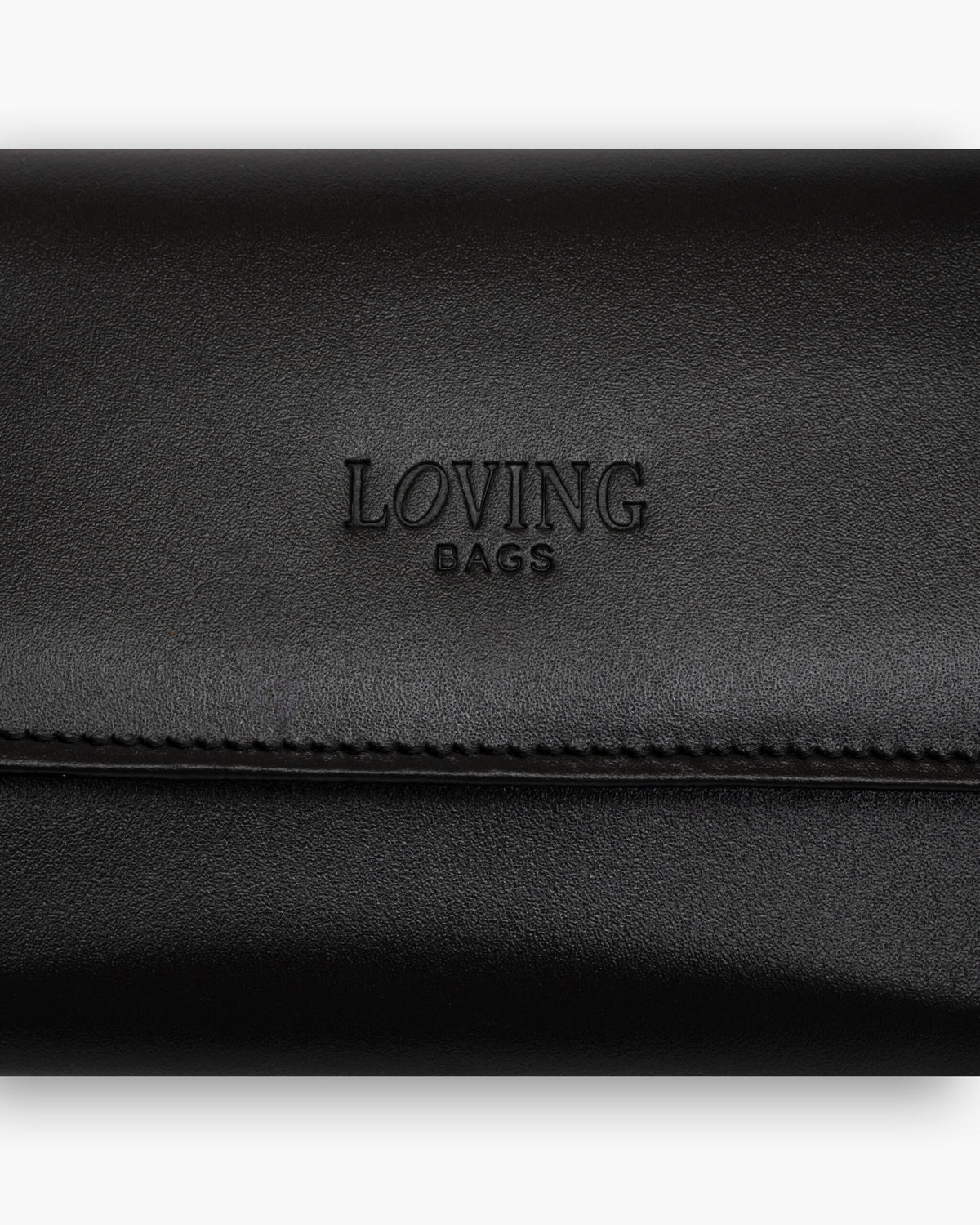 Portafoglio in pelle medio con patta nero - LOVING BAGS