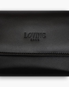 Portafoglio in pelle medio con patta nero - LOVING BAGS