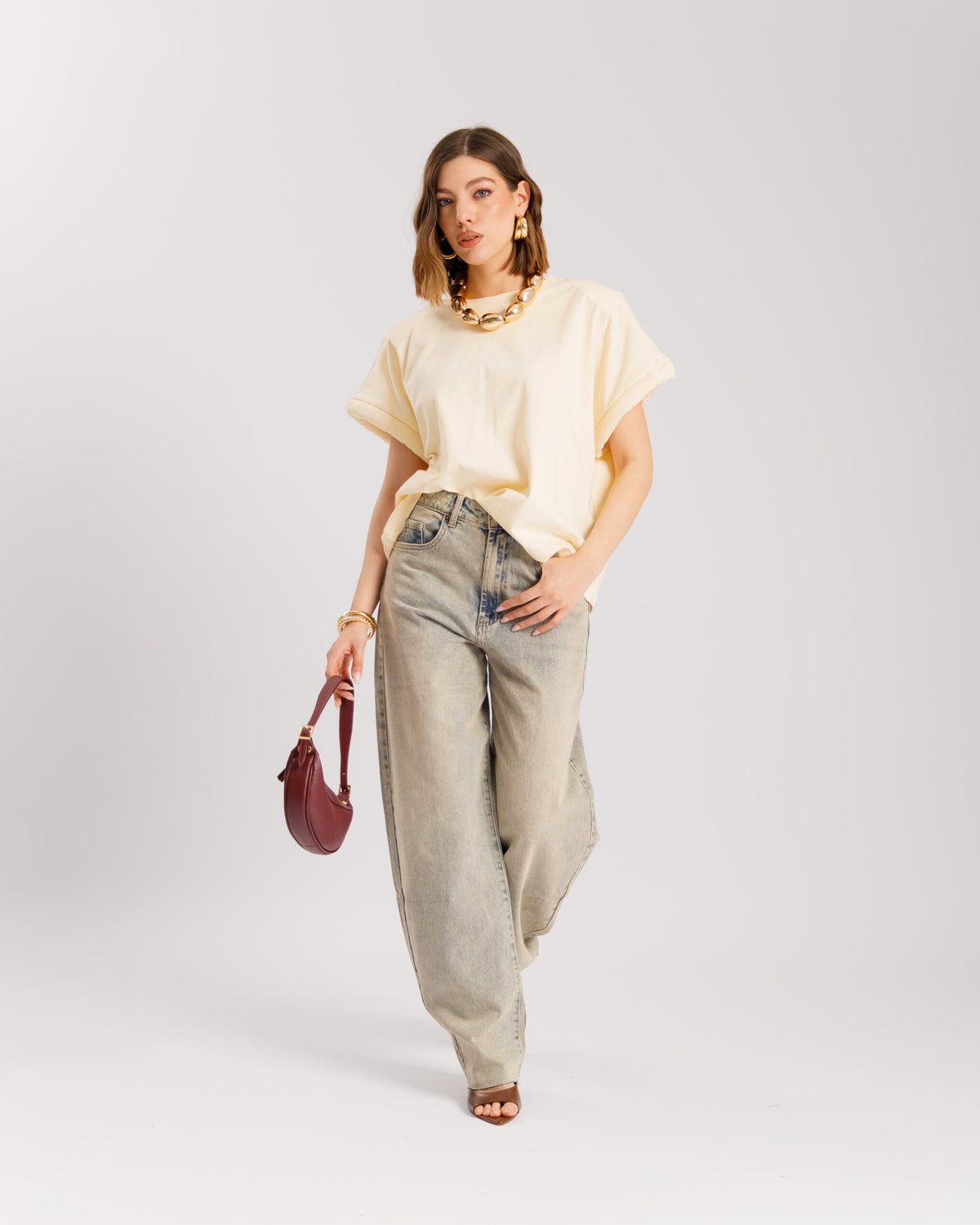 Jeans barrel fit sabbiato - 9475