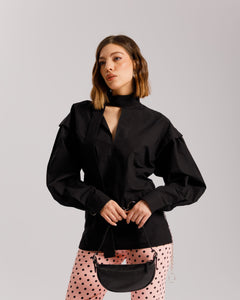 Camicia in cotone con foulard - H13757
