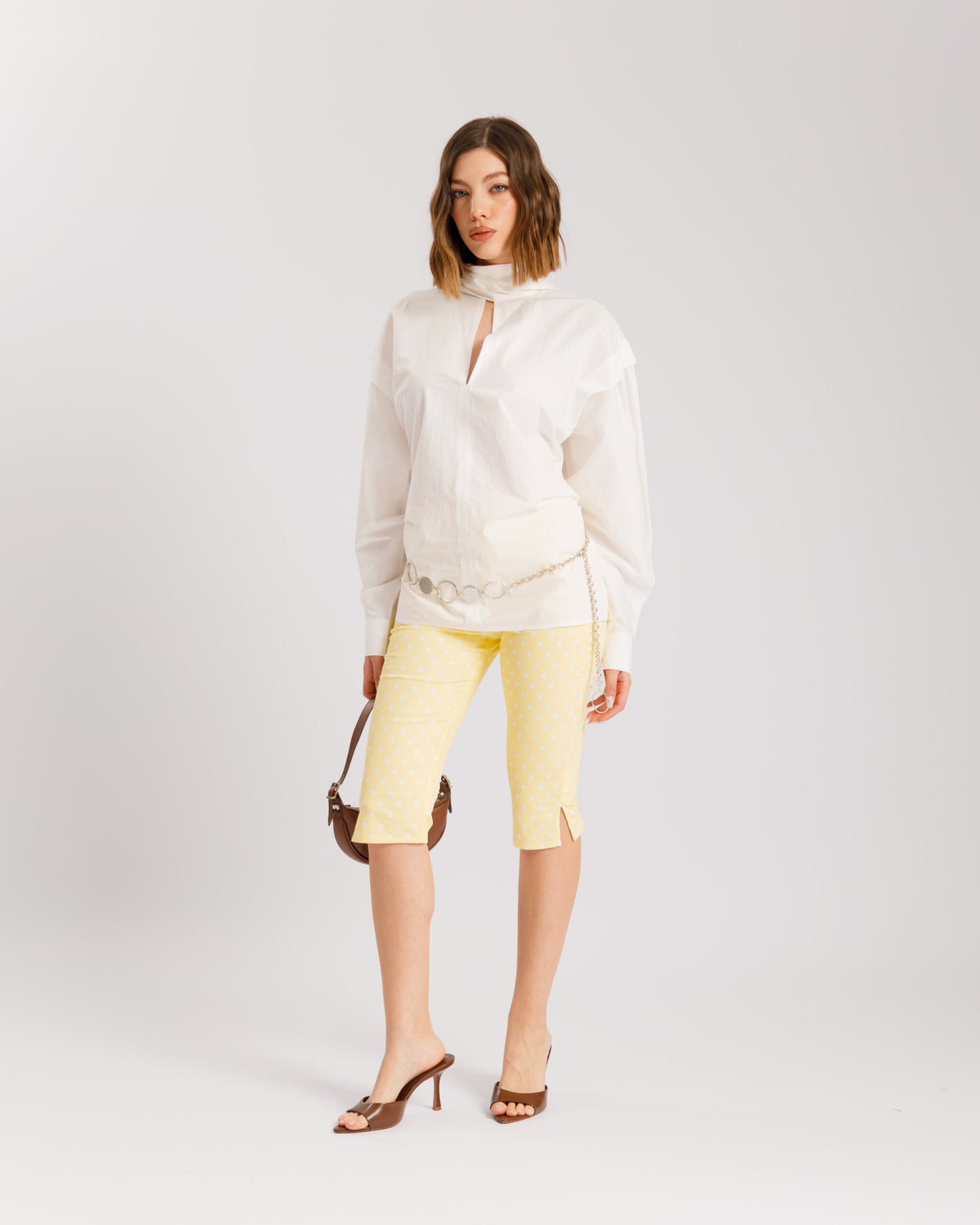 Camicia in cotone con foulard - H13757