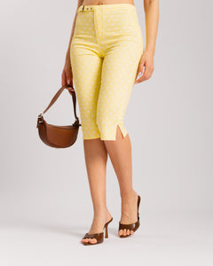 Pantaloni capri pois GIALLO - P15297