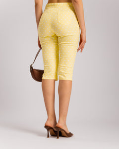 Pantaloni capri pois GIALLO - P15297