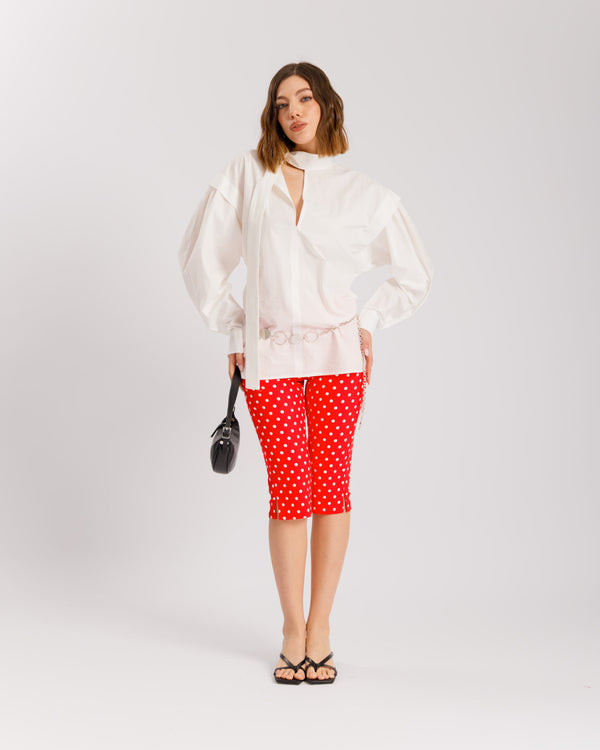 Pantaloni capri pois ROSSO - P15297