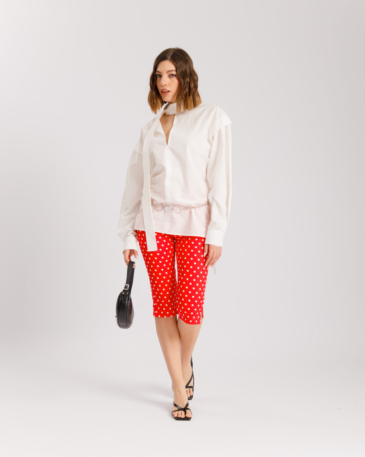 Pantaloni capri pois ROSSO - P15297