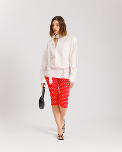 Pantaloni capri pois ROSSO - P15297