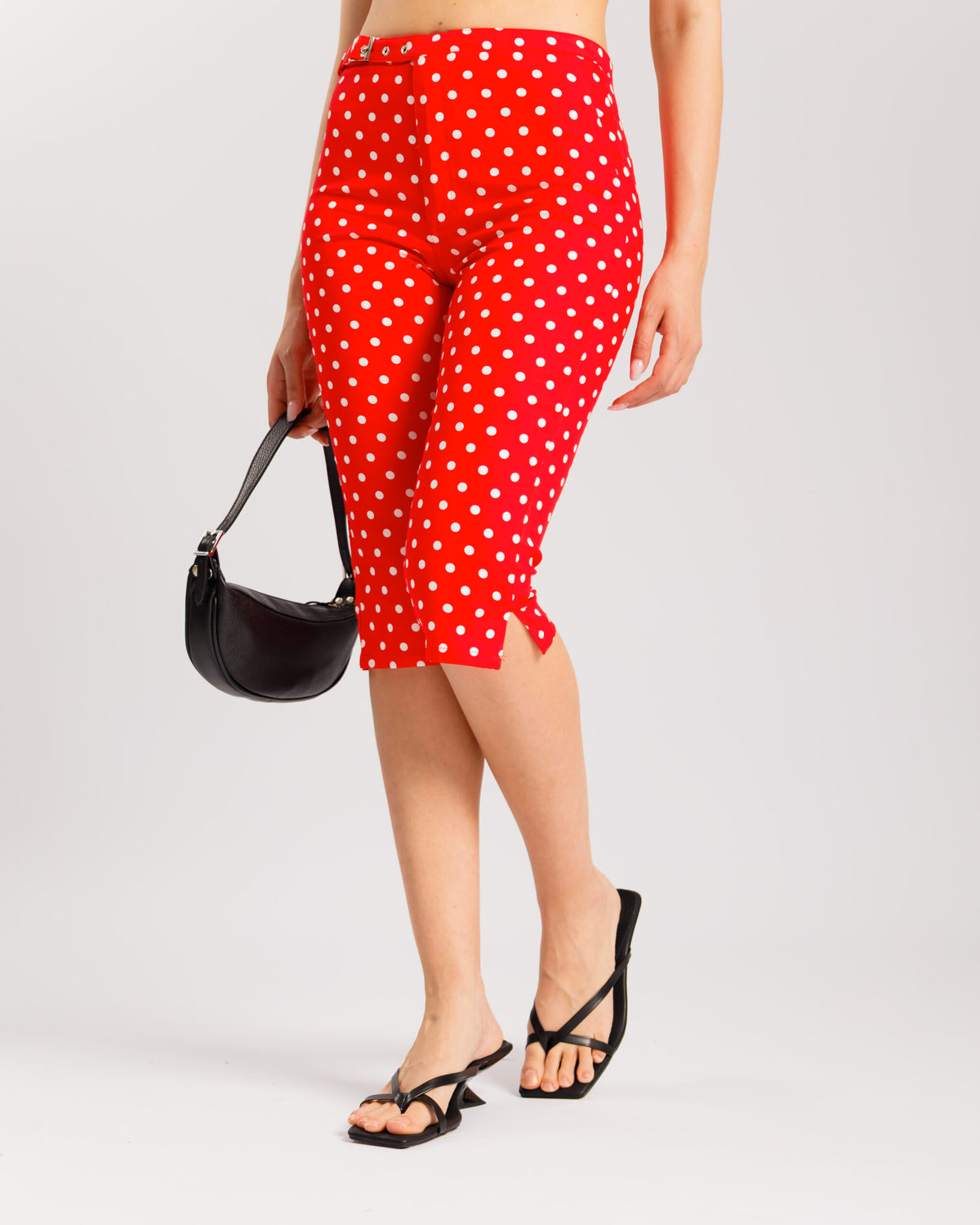 Pantaloni capri pois ROSSO - P15297