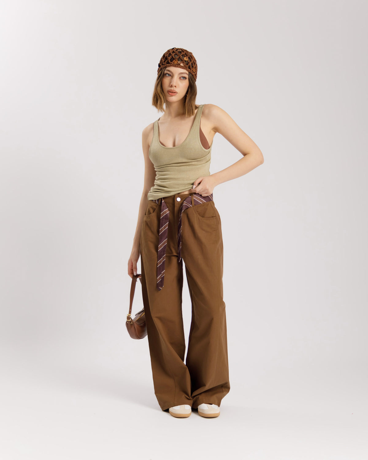 Pantaloni baggy cintura cravatta - 8875