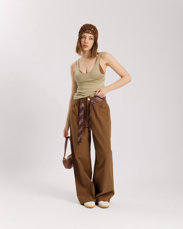 Pantaloni baggy cintura cravatta - 8875