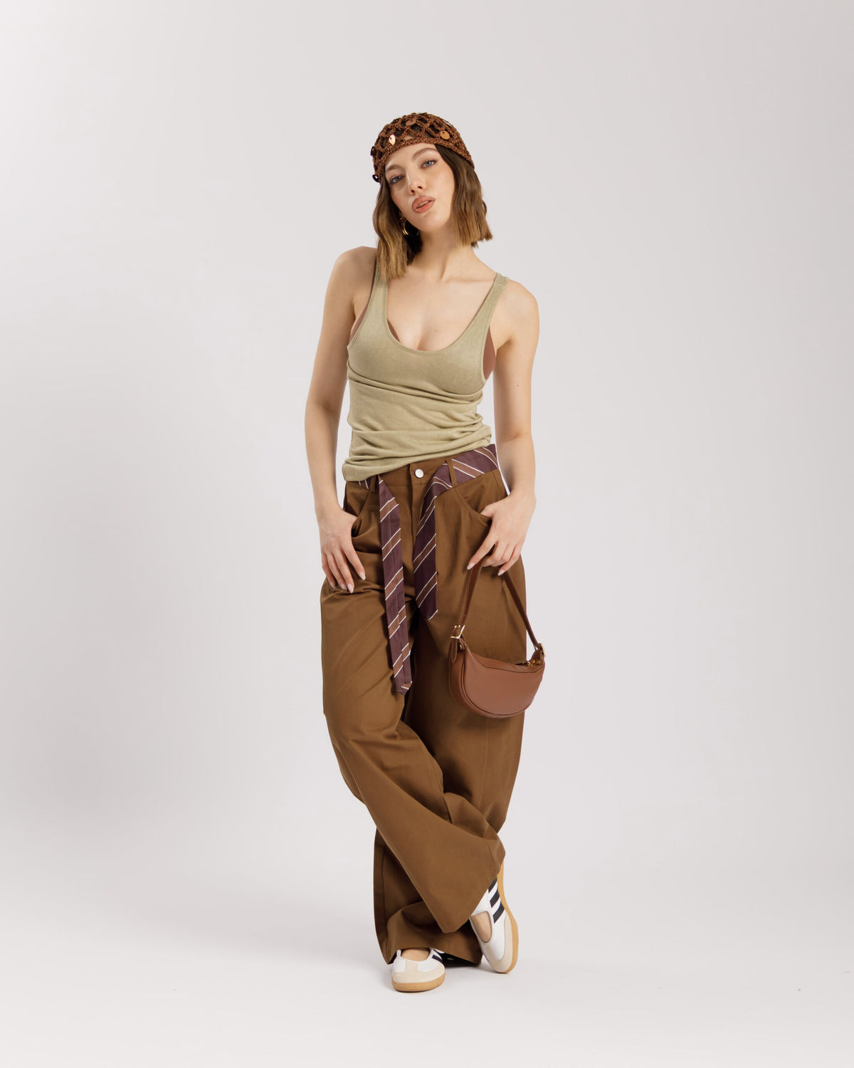 Pantaloni baggy cintura cravatta - 8875