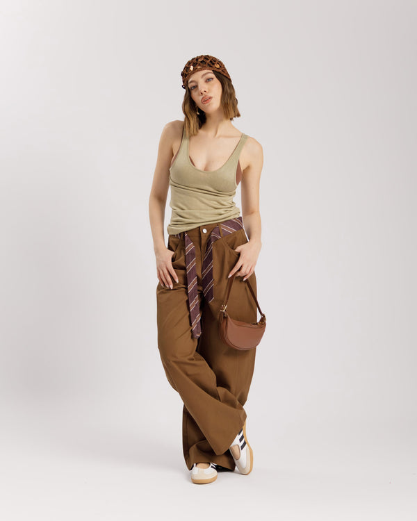 Pantaloni baggy cintura cravatta - 8875