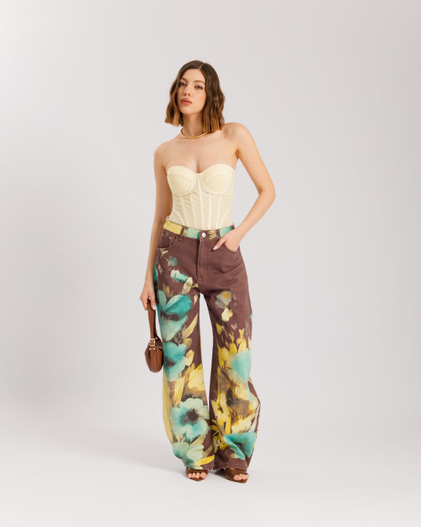 Jeans ballon marrone paint - P12779