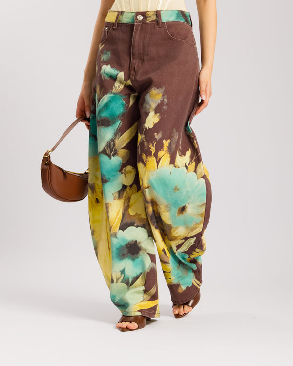 Jeans ballon marrone paint - P12779