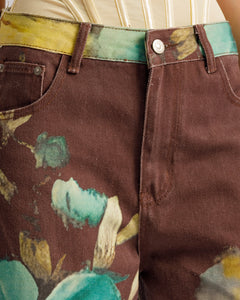 Jeans ballon marrone paint - P12779