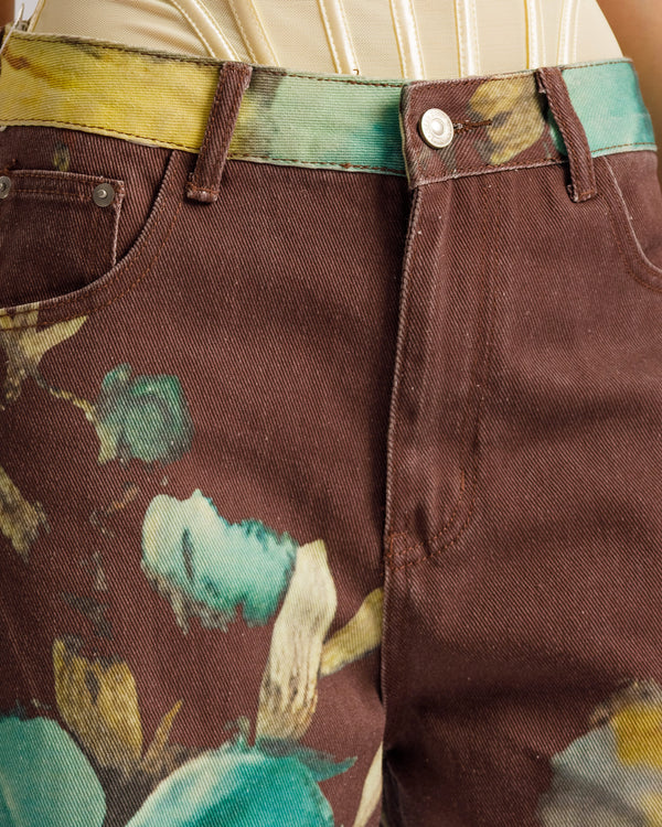 Jeans ballon marrone paint - P12779